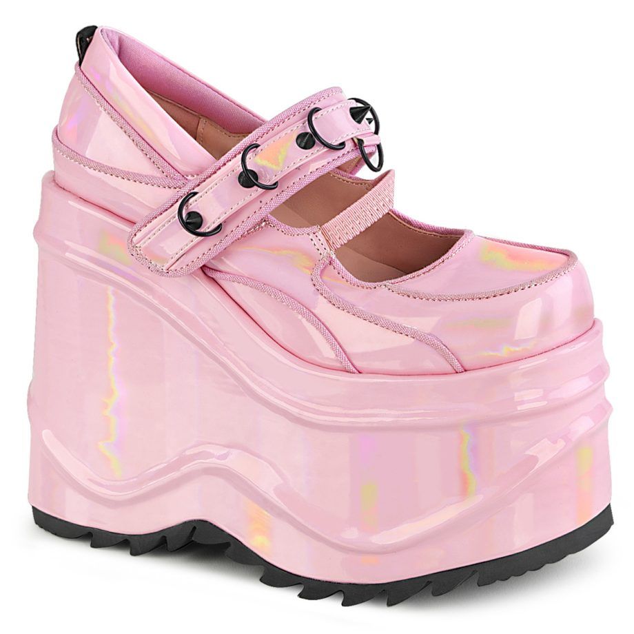 DemoniaCult WAVE-48 WAVE48/BPHG Decollete Mary Jane  Tacco Altissimo 15 Rosa WAVE48/BPHG
