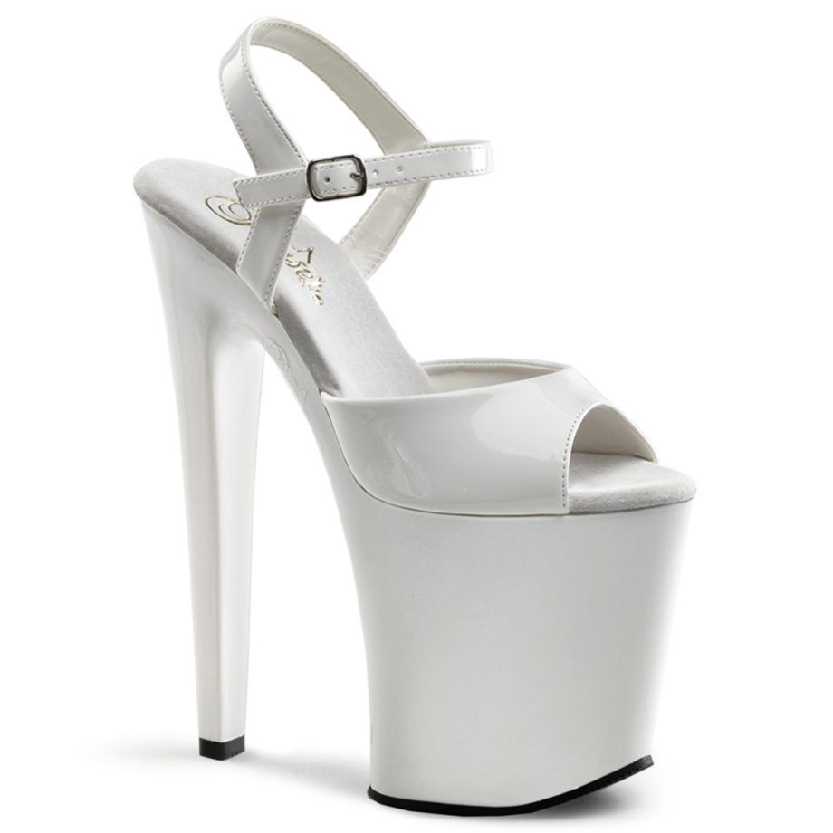 Pleaser XTREME-809 XTM809/W/M Sandali Donna  Tacco Altissimo 20 Plateau 10.2 Bianco XTM809/W/M