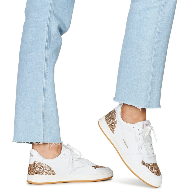 Myma 7616MY00-CUIR-BLANC-GLIT-PLATINE Wei&szlig; Sneaker niedrig Damen - 8