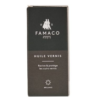 Flacone di Famaco HUILE VERNIS 100 ML INCOLORE, specifico per la cura e la manutenzione delle scarpe da uomo. Protectore e lucidante per pelle, ideale per mantenere le scarpe eleganti e sempre in perfette condizioni. Accessorio indispensabile per gli amanti della moda e della qualità, disponibile in formato pratico e facile da utilizzare.