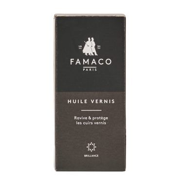 Flacone di Famaco HUILE VERNIS 100 ML FAMACO NOIR in colorazione Nero, ideale per la cura e la manutenzione delle scarpe da uomo. Questo accessorio per scarpe è perfetto per nutrire e proteggere la pelle, mantenendo l’aspetto lucido e curato. Ottimo per gli amanti delle scarpe di qualità, questo prodotto è un must-have per garantire la longevità delle calzature maschili. Acquista ora e dai nuova vita alle tue scarpe!