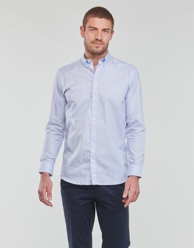 Camicia a maniche lunghe uomo Selected ETHAN MICRO MOTIF SLIM FIT Blu, elegante e versatile, perfetta per outfit casual e formali, realizzata in morbido tessuto con micro motivo, design slim fit che valorizza la silhouette. Ideale per ogni occasione. Acquista ora per un look sofisticato e alla moda.