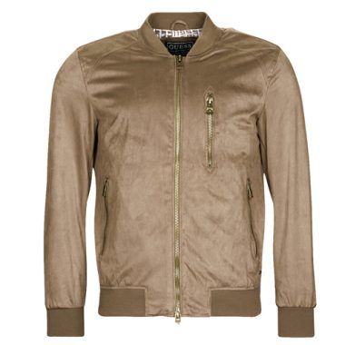 Giacca in pelle uomo Guess FAUX SUEDE HOODED BOMBER beige, elegante e alla moda, ideale per outfit casual e autunnali. Questo bomber combina stile e comfort, perfetto per ogni occasione. Acquista ora la giacca Guess, un must-have nel tuo guardaroba!