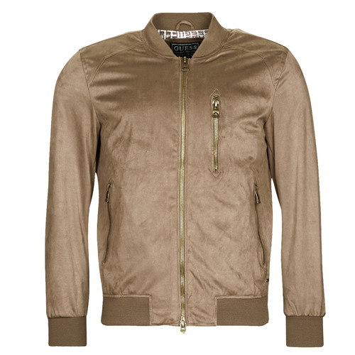 Guess FAUX SUEDE HOODED BOMBER Beige Leather jacketelle Men 147.95