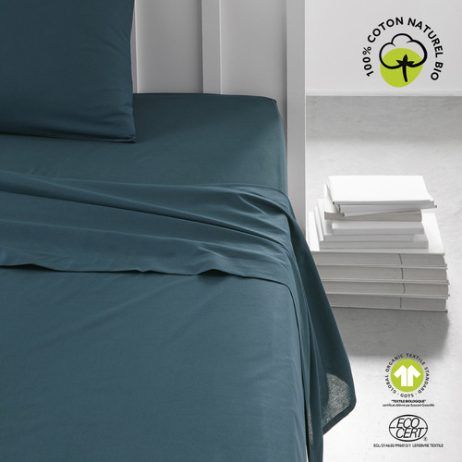 Lenzuolo    Drap Plat 180/290 Coton TODAY Organic Paon  Blu