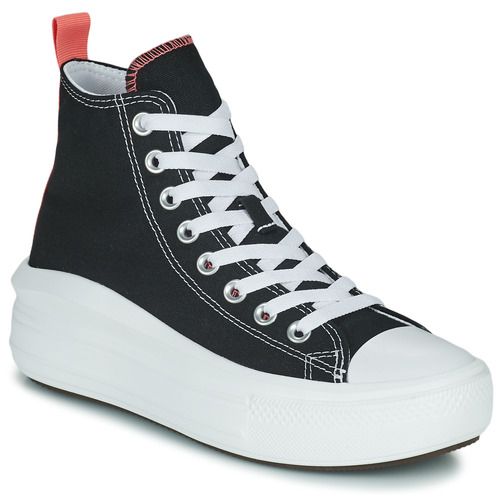 Scarpe bambina ragazza Converse Chuck Taylor All Star Move Canvas Color Hi Nero, sneakers trendy e comode, ideali per il tempo libero e per la scuola, con design distintivo e resistente, perfette per un look casual e alla moda.