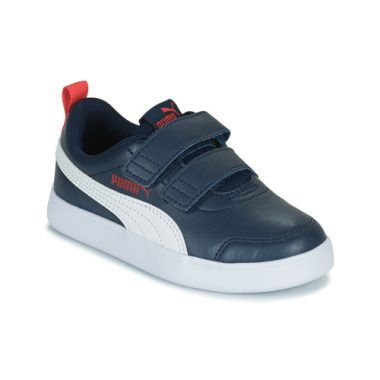 Scarpe Puma per bambina ragazza COURTFLEX PS Marine, sneaker comode e stilose, ideali per la scuola e il tempo libero. Design accattivante e materiali di alta qualità per garantire comfort e supporto durante le attività quotidiane. Perfette per ogni outfit, queste scarpe uniscono praticità ed eleganza.