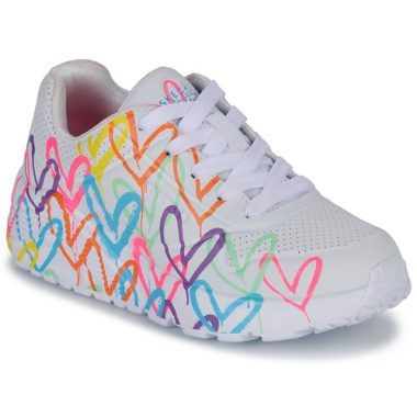 Scarpe bambina ragazza Skechers UNO LITE BASKETS Bianco, sneakers leggere e alla moda, ideali per il tempo libero e l'attività sportiva, con design moderno e comfort ottimale per tutti i giorni.