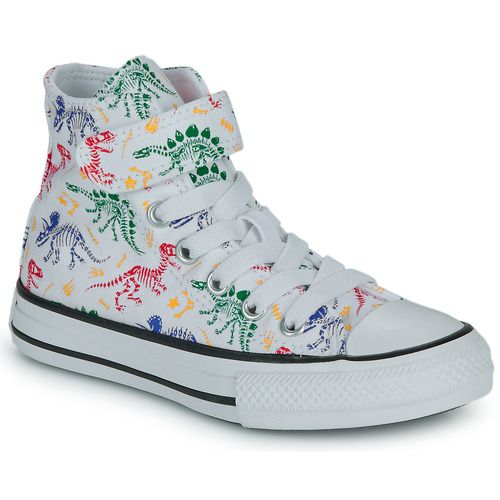 "Converse Scarpe bambino ragazzo CHUCK TAYLOR ALL STAR EASY-ON DINOS Bianco, scarpe eleganti e comode con design a dinosauri, ideali per il tempo libero e per attività quotidiane. Perfette per ragazzi attivi, queste scarpe offrono stile e comfort, rendendole un must-have per la stagione."