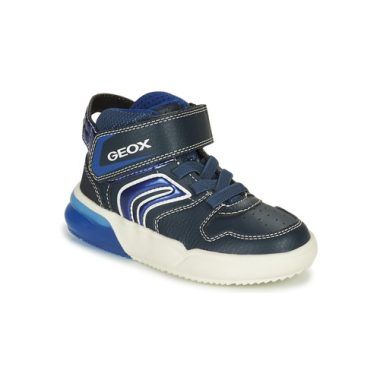 Scarpe Geox per bambino e ragazzo J GRAYJAY BOY A in blu, ideali per comfort e stile. Queste scarpe sportive offrono traspirabilità e supporto, perfette per le attività quotidiane e per il gioco. Design moderno e materiali di alta qualità per garantire durata e praticità.