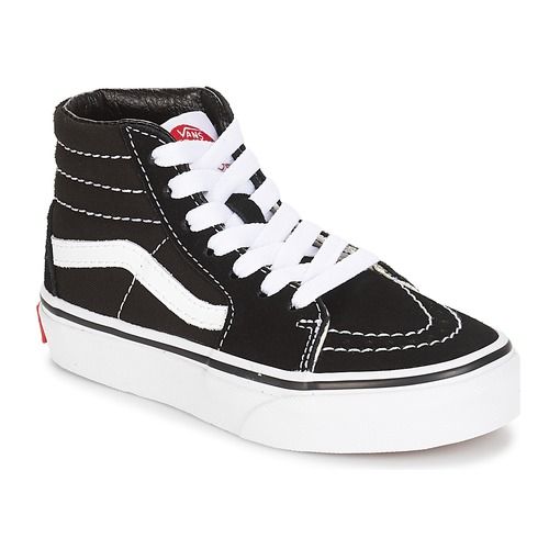 Immagine delle Vans Scarpe bambino ragazzo UY SK8-HI Nero, sneakers alte di moda per ragazzi, caratterizzate da un design classico, pratica chiusura con lacci e soletta imbottita per un comfort ottimale. Perfette per attività quotidiane e occasioni informali, queste scarpe offrono stile e resistenza.