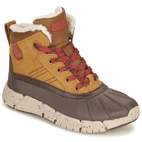 Stivaletti bambino ragazzo Geox FLEXYPER ABX Marrone, scarpe impermeabili e traspiranti, ideali per bambini attivi. Design moderno e comfort eccezionale, perfetti per le avventure quotidiane. Acquista ora per garantire stile e protezione ai tuoi bambini!