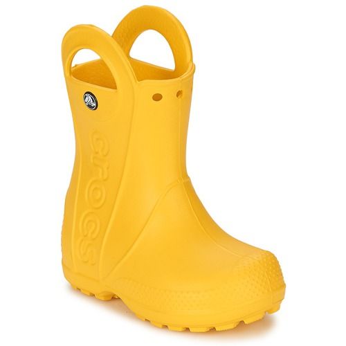 Stivali bambina ragazza Crocs HANDLE IT RAIN BOOT KIDS Giallo, impermeabili e leggeri, ideali per la pioggia e per l'outdoor, con design colorato e comodo per le piccole avventuriere.