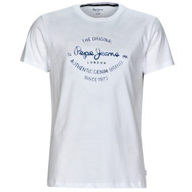 T-shirt bianca uomo Pepe Jeans RIGLEY a maniche corte, realizzata in cotone di alta qualità. Design moderno e versatile, ideale per look casual e occasioni informali. Perfetta per l'estate e facilmente abbinabile a jeans e pantaloni. Scopri il comfort e lo stile della T-shirt Pepe Jeans RIGLEY, un must-have nel tuo guardaroba.