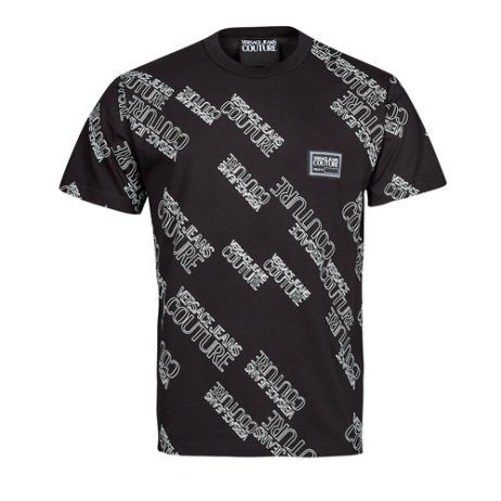 T-shirt uomo Versace Jeans Couture 72GAH6R3 in nero, maniche corte, realizzata in cotone di alta qualità. Design elegante con logo Versace, perfetta per uno stile casual e sofisticato. Acquista ora la tua T-shirt Versace Jeans Couture per un look alla moda e di tendenza.