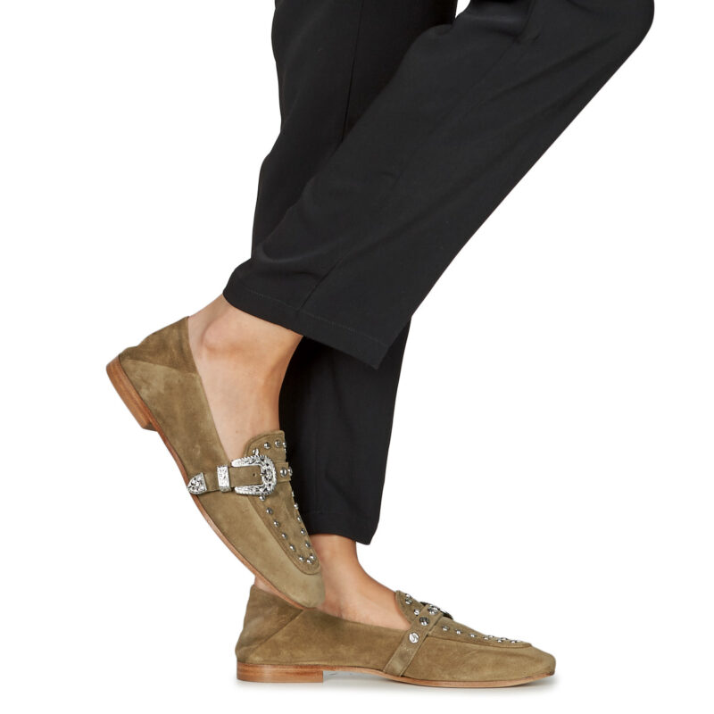 Fru.it 8679-586-LEATHER-NATURAL-VELOUR-PLANET Khaki Damen-Loafer - 8