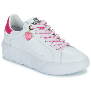Love Moschino  FUXIA HEART+GOLD  Bianco -  Sneakers basse Donna