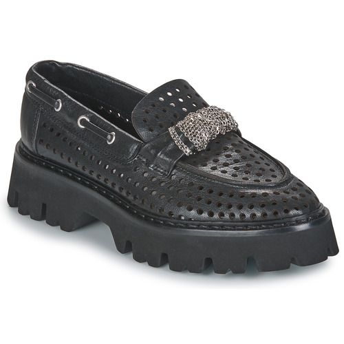 Mocassini Donna Fru.it 8152-999-ANFIBIO-NERO-NIKEL in nero, design elegante e alla moda, perfetti per ogni occasione. Scarpe versatili per un look chic e contemporaneo, ideali per la stagione. Comfort e stile uniti in un unico prodotto di alta qualità.