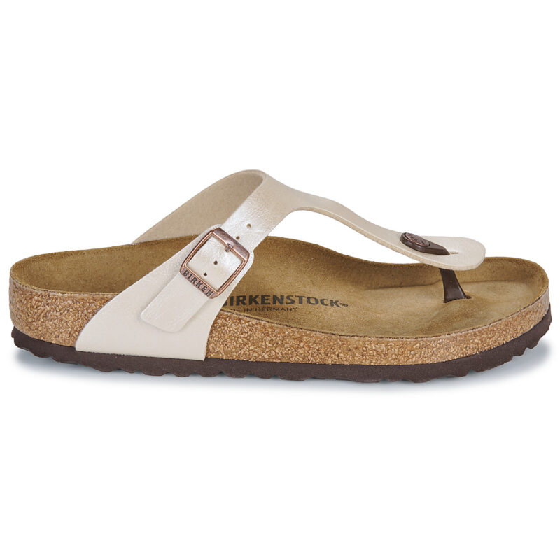 BIRKENSTOCK Gizeh Birko-flor / Perla / Wei&szlig; / Beige Damen-Flip-Zehentrenner - Gr&ouml;&szlig;e 2