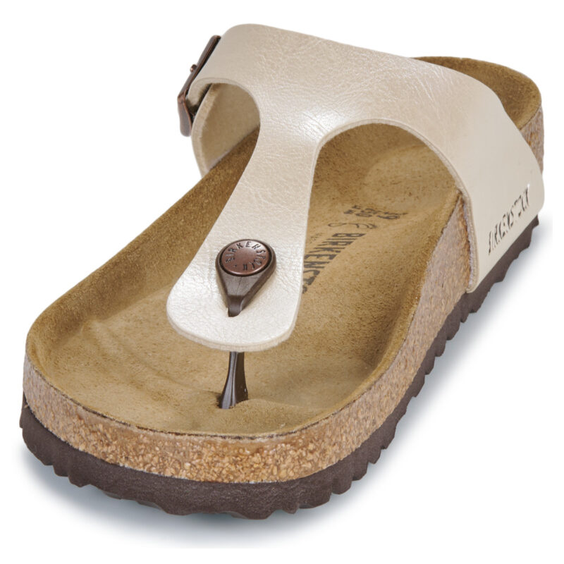 BIRKENSTOCK Gizeh Birko-flor / Perla / Wei&szlig; / Beige Damen-Flip-Zehentrenner - Gr&ouml;&szlig;e 3