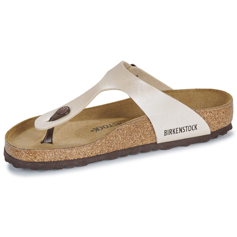 BIRKENSTOCK Gizeh Birko-flor / Perla / Wei&szlig; / Beige Damen-Flip-Zehentrenner - Gr&ouml;&szlig;e 4