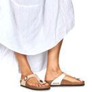 BIRKENSTOCK Gizeh Birko-flor / Perla / Wei&szlig; / Beige Damen-Flip-Zehentrenner - Gr&ouml;&szlig;e 8