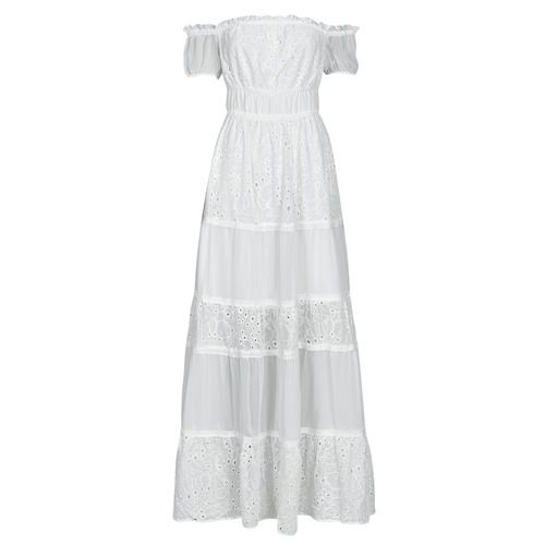 Abito lungo Donna Guess ZENA LONG DRESS Bianco, elegante e alla moda, realizzato in tessuto leggero. Perfetto per occasioni estive, offre un design sofisticato con dettagli raffinati. Aggiungi un tocco di stile al tuo guardaroba con questo abito versatile, ideale per eventi speciali o serate estive. Disponibile in taglie varie.