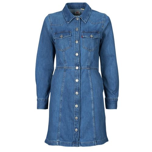 Abito corto Levis FLYNN WESTERN CORE DRESS blu per donna, elegante e alla moda, ideale per occasioni casual e serate estive. Design moderno e versatile, perfetto da abbinare a scarpe sportive o sandali. Acquista l'abito Levis per un look trendy e comodo.