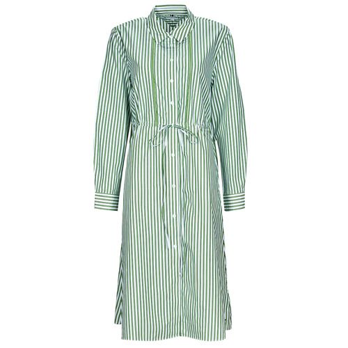 Abito corto Donna Tommy Hilfiger ORG CO STRIPE MIDI SHIRT-DRESS Bianco, elegante vestito estivo con strisce, perfetto per occasioni casual e formali. Design moderno e raffinato, realizzato in tessuto di qualità per comfort e stile. Ideale per completare il tuo guardaroba primaverile e estivo.