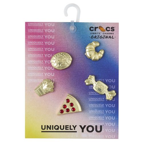 Accessori per scarpe Donna Crocs JIBBITZ HYPE GUY TREATS 5 PACK Multicolore, set di charm originali per personalizzare le tue scarpe Crocs. Perfetti per esprimere il tuo stile unico con colori vivaci e design divertenti. Ideali per ogni occasione, questi accessori aggiungono un tocco di creatività e originalità.