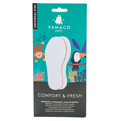 "Famaco Accessori scarpe ragazzo Semelle confort fresh T28 Bianco: soletta ergonomica e traspirante per massimo comfort, ideale per attività quotidiane e sportive. Perfetta per migliorare il supporto del piede e garantire una calzata ottimale."