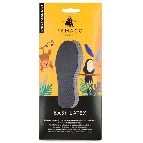 "Famaco Accessori scarpe ragazzo Semelle easy latex T29 Grigio: suole in lattice leggere e resistenti, ideali per garantire comfort e supporto durante l'uso quotidiano. Perfette per scarpe da ragazzi, queste semelle offrono la giusta ammortizzazione e traspirabilità, rendendole un must-have per ogni calzatura giovanile."