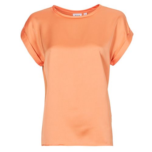 Camicia donna Vila VIELLETTE in arancio, elegante e trendy, perfetta per ogni occasione. Realizzata in tessuto leggero, offre comfort e stile. Ideale per abbinamenti casual o chic, perfetta per la primavera e l'estate.