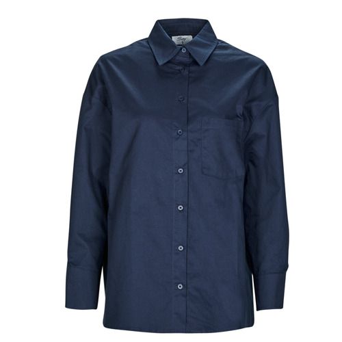 Camicia Donna Betty London MAROIE Marine, elegante camicia in cotone blu scuro con maniche lunghe e colletto classico, ideale per outfit formali e casual. Design raffinato e versatile, perfetta per ogni occasione. Disponibile in diverse taglie, aggiungi un tocco di stile al tuo guardaroba con la camicia MAROIE.