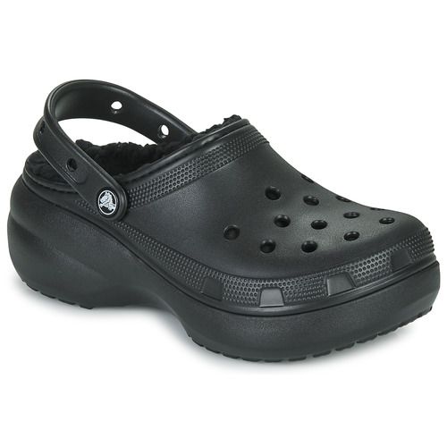 Zoccoli Donna Crocs Classic Platform Lined Clog W in color nero, caratterizzati da una comoda piattaforma e un design elegante. Perfetti per ogni occasione, questi zoccoli offrono comfort e stile, ideali per chi cerca calzature alla moda e pratiche. Acquista ora per un look trendy e funzionale!