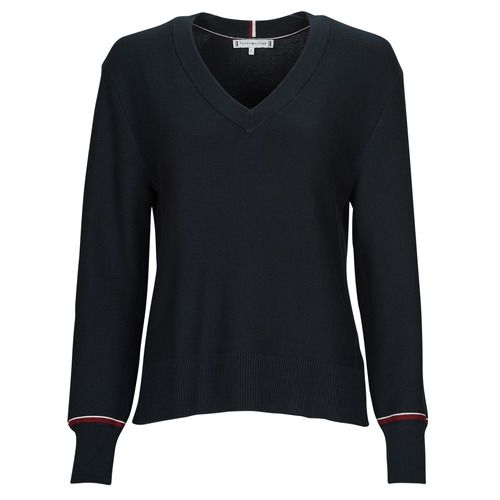 Felpa Donna Tommy Hilfiger GLOBAL STP V-NK SWEATER in colore Marine, elegante e confortevole, ideale per uno stile casual. Perfetta per ogni occasione, questa felpa unisce qualità e design distintivo del marchio, rendendola un must-have per il guardaroba femminile.