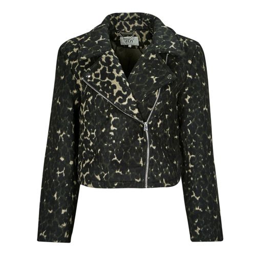 Giacca Donna JDY TENNESSEE LEO BIKER JACKET OTW QIQ Verde, elegante giacca in denim con stampa leopardata, perfetta per un look trendy e alla moda. Ideale per outfit casual e notturni, offre comfort e stile. Aggiungi un tocco audace al tuo guardaroba con questa giacca biker versatile.