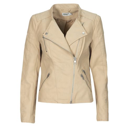 Giacca in pelle Donna Only ONLAVA Beige, elegante e alla moda, perfetta per outfit casual e serate speciali. Realizzata in pelle di alta qualità, offre comfort e stile. Ideale per le stagioni fresche, disponibile in diverse taglie.