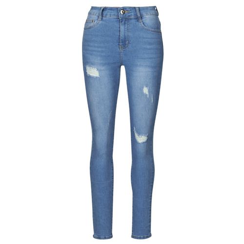 Jeans skinny Moony Mood SARIEL blu da donna, confezione trendy e versatile, perfetti per ogni occasione, realizzati in denim di alta qualità per un comfort duraturo. Ideali per abbinamenti casual e chic, questi jeans mettono in risalto la silhouette femminile. Fashion must-have per il guardaroba moderno.