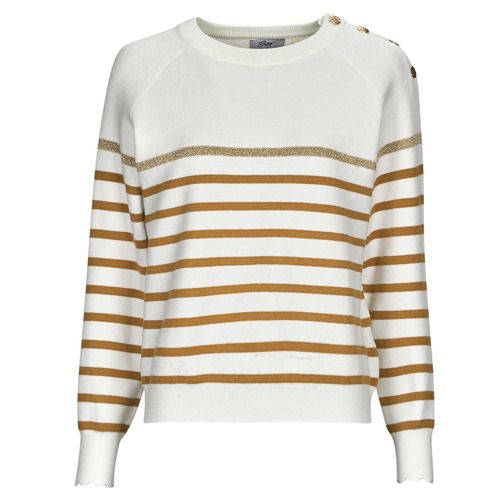 Maglione Donna Betty London STRANDY Bianco, elegante e trendy, realizzato in morbido tessuto per un comfort ottimale. Ideale per look casual e sofisticati, perfetto per la stagione primavera-estate. Acquista ora per aggiungere stile al tuo guardaroba!