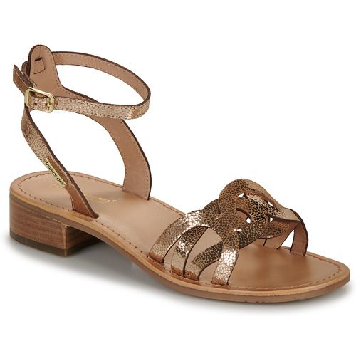 "Sandali HIREEN Oro delle Les Tropéziennes par M Belarbi, eleganti sandali da donna in oro perfetti per l'estate. Design raffinato e confortevole, ideali per ogni occasione. Aggiungi un tocco di stile al tuo guardaroba con questi sandali sofisticati."