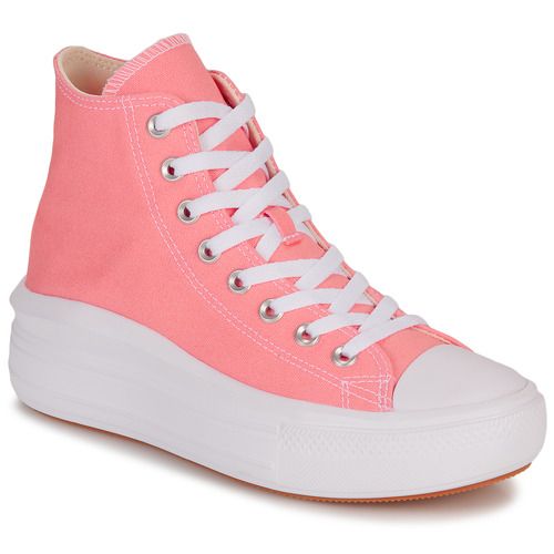 Sneakers alte Converse CHUCK TAYLOR ALL STAR MOVE PLATFORM SEASONAL COLOR-LAWN FLAMINGO in rosa per donna, perfette per uno stile casual e alla moda. Queste sneakers trendy offrono comfort e supporto, con una suola piatta che aggiunge altezza senza rinunciare alla comodità. Ideali per ogni occasione, dal tempo libero agli eventi informali. Disponibili ora su outletscarpeonline.it.