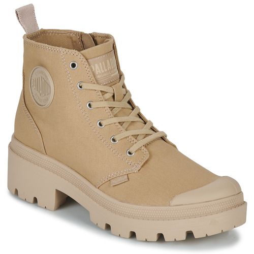 Sneakers alte PALLABASE TWILL Beige per donna, perfette per uno stile casual e alla moda. Ideali per ogni occasione, queste scarpe offrono comfort e versatilità. Aggiungi un tocco chic al tuo guardaroba con le Palladium PALLABASE TWILL Beige, un must-have per le appassionate di moda.