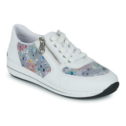 Sneakers basse Rieker Donna in bianco, stilose e moderne, ideali per un comfort quotidiano. Perfette per outfit casual e attività all'aperto, queste scarpe offrono una vestibilità comoda e supporto durante tutto il giorno. Acquista ora per completare il tuo guardaroba con eleganza e praticità.