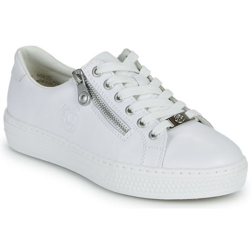 Sneakers basse bianche Rieker per donna, moda casual elegante, comfort e stile per ogni occasione, calzature leggere e versatili, perfette per il tuo guardaroba primaverile e estivo.