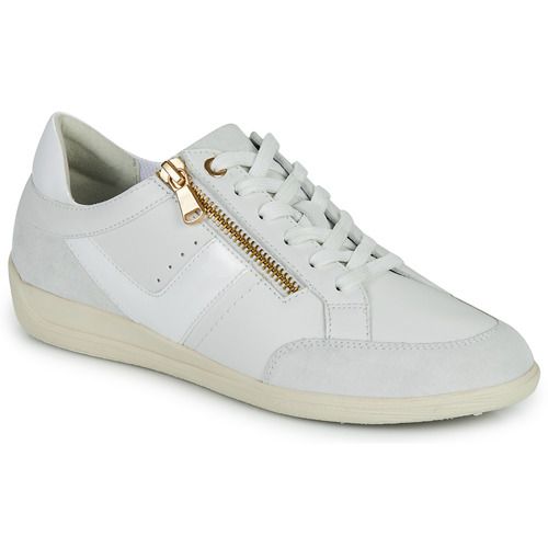 Sneakers basse Geox D MYRIA Bianco per donna, eleganti e versatili, ideali per ogni occasione. Design moderno e comfort eccezionale, perfette per un look casual e alla moda. Scarpe traspiranti e leggere, ottime per la stagione primaverile ed estiva.