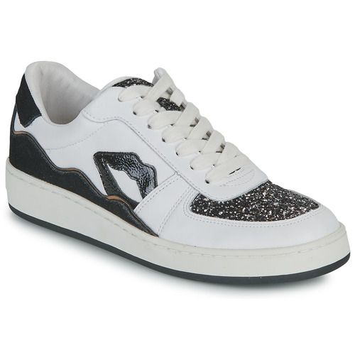 Sneakers basse Donna Bons baisers de Paname LOULOU BLANC NOIR GLITTER in Bianco. Eleganti e trendy, queste sneakers sono perfette per ogni occasione. Design esclusivo con dettagli glitter, combinano comfort e stile per un look moderno e alla moda. Ideali per completare il tuo outfit quotidiano.