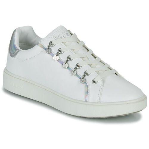 Sneakers basse MELY Bianco Donna di Guess, eleganti e versatili, ideali per ogni occasione. Design moderno con dettagli raffinati, perfette per completare il tuo outfit. Scarpe comode e stilose, must-have per la stagione.