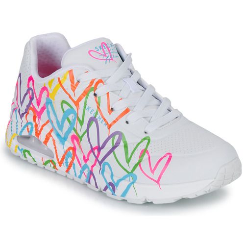 Sneakers basse Skechers UNO Bianco per donna, design elegante e alla moda, perfette per ogni occasione. Comfort e stile uniti in un'unica scarpa, ideale per il tempo libero e le passeggiate. Acquista ora le Sneakers Skechers UNO Bianco e completa il tuo outfit con un tocco di freschezza e praticità.