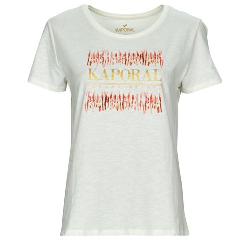 T-shirt Kaporal JEMA ESSENTIEL Bianco per donna, maniche corte, realizzata in cotone morbido e traspirante, ideale per look casual e freschi. Perfetta per ogni occasione, la T-shirt si abbina facilmente a jeans o gonne. Scopri lo stile versatile e alla moda di Kaporal!